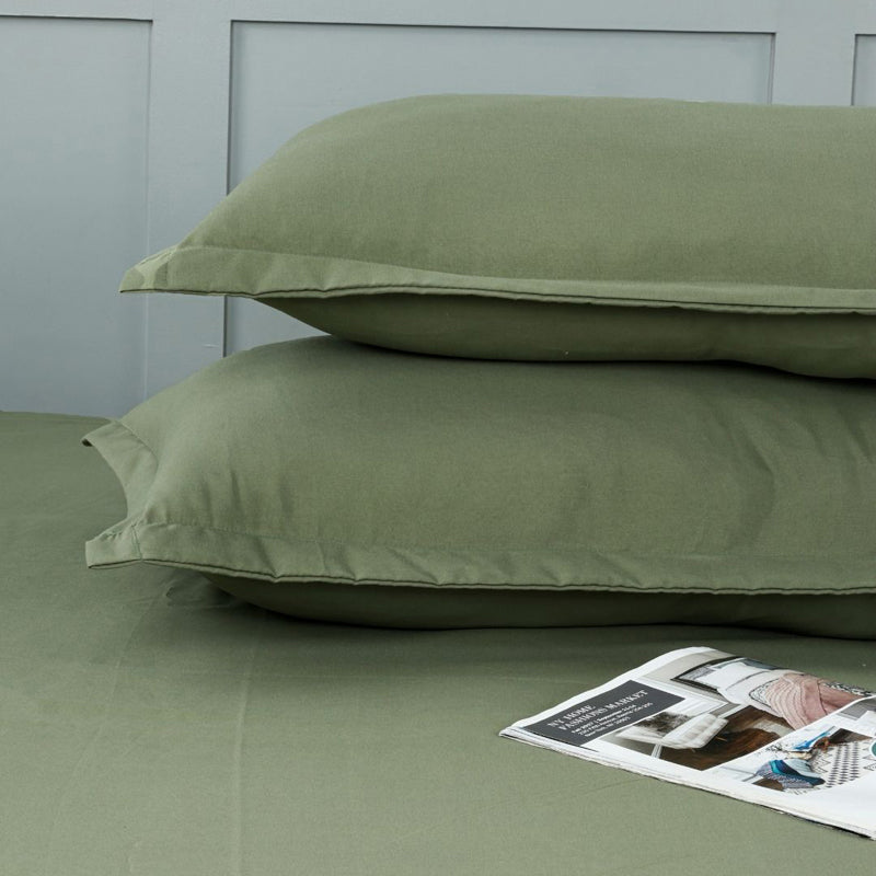Cloud Drift Microfiber Bedsheet (Olive Green) - 140 GSM media 8