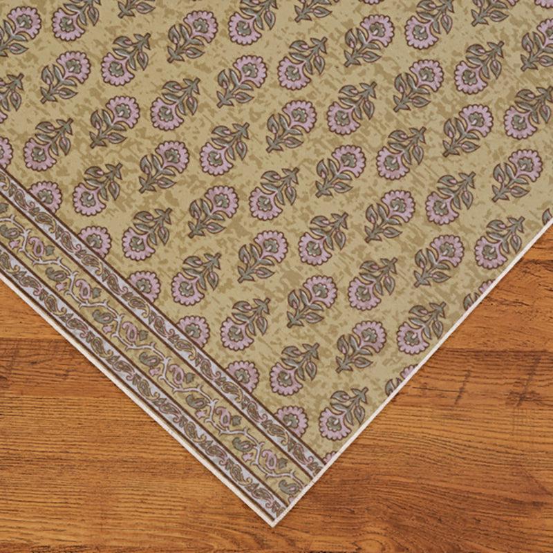 Aldor Ethnic Polyester Anti-Skid Carpet - Green & Beige media 5