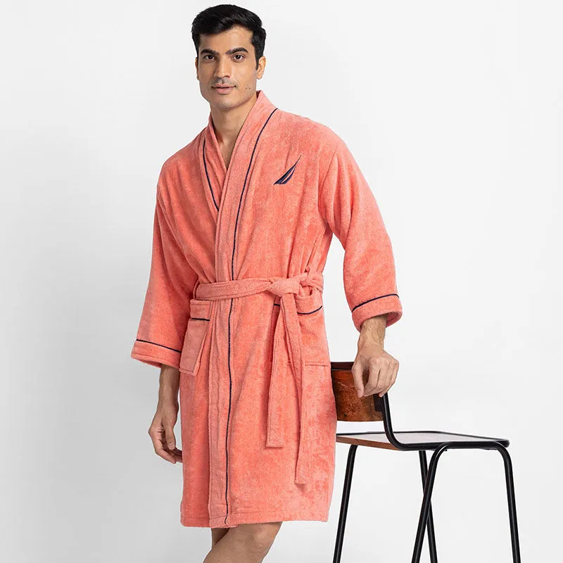 Nautica Men's Cashmere Dreams Cotton Bath Robe - Coral media 3