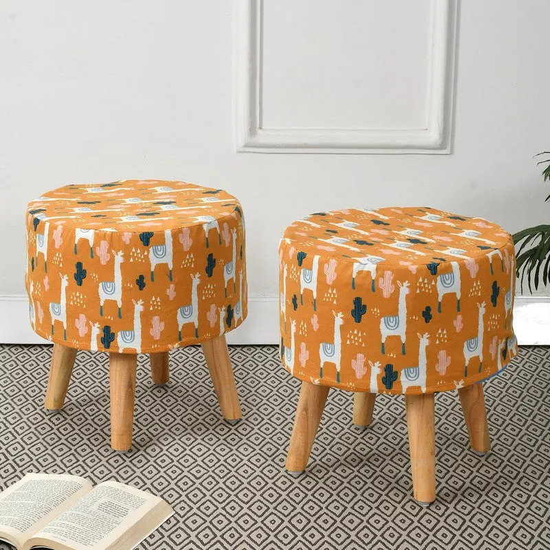 Avira Horse Print Multicolor Engineered Wood Ottomans - Set Of Two media 1