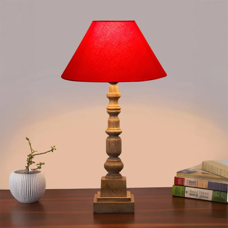 Cotin II Arbor Wooden Table Lamp - Red,Brown media 2