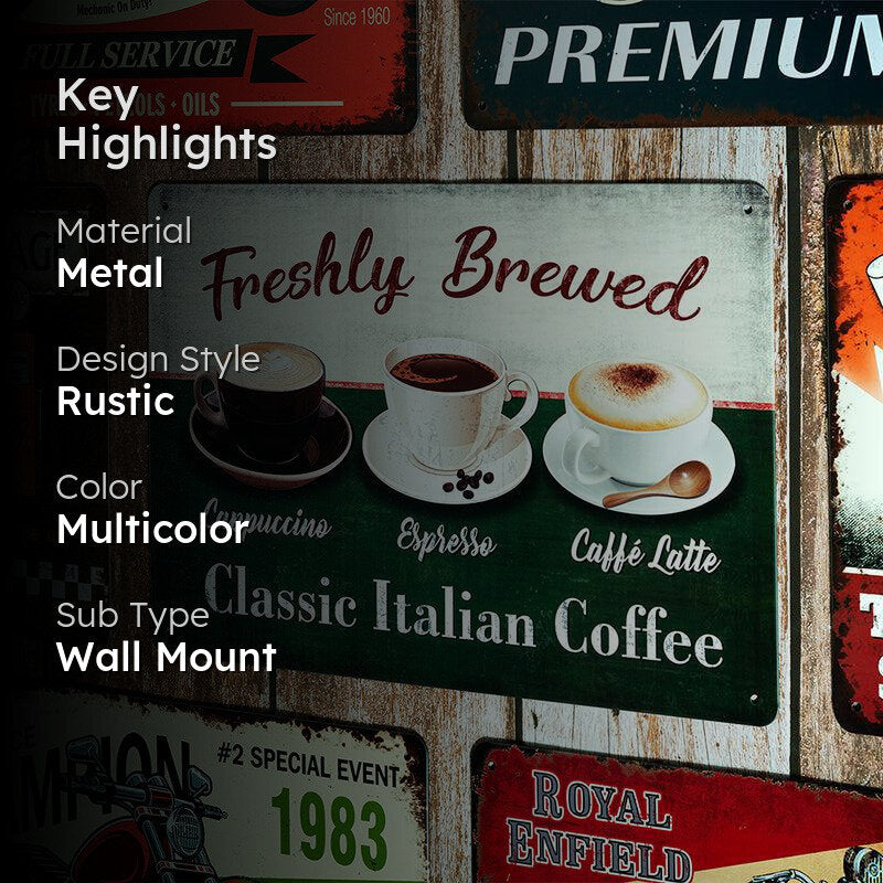 Italian Coffee Trifecta Retro Metal Wall Accent media 2