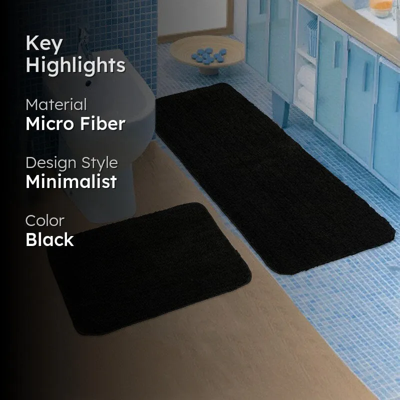 Minimal Mist Microfiber Bath Mats (Black) - Set of Two media 2