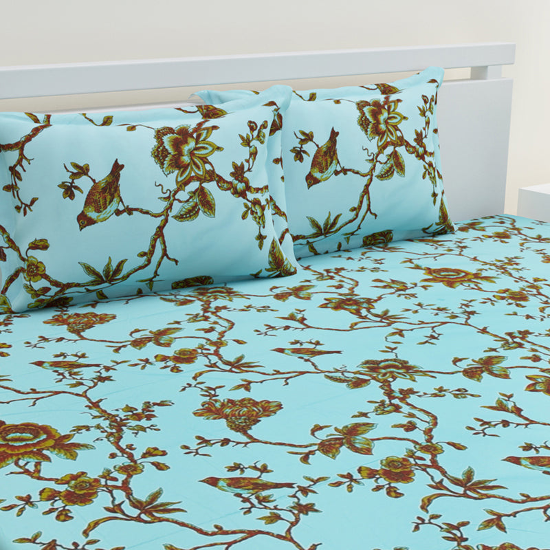 Anaidda Printed Cotton Bedsheet (Blue) - 300 TC media 3