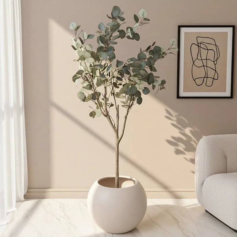 Lush Eucalyptus Artificial Plant With Black Plastic Pot media 1