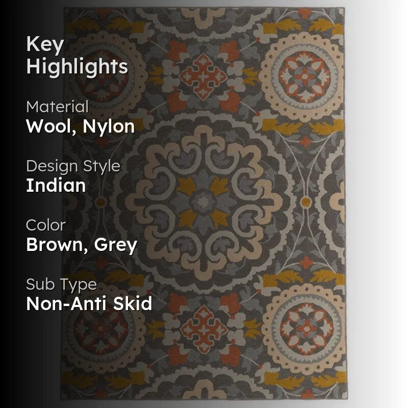 Paladin Hand Tufted Ethnic Wool & Nylon Carpet - Dark Grey media 2