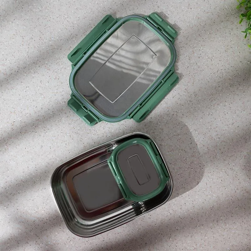 Viora Green Stainless Steel Lunch Box (775/150 mL) - Two Piece Set media 6