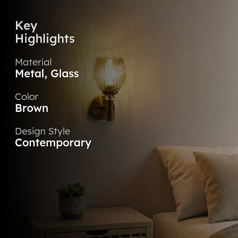 Warm Amber Golden Base Glass Wall Lamp media 2