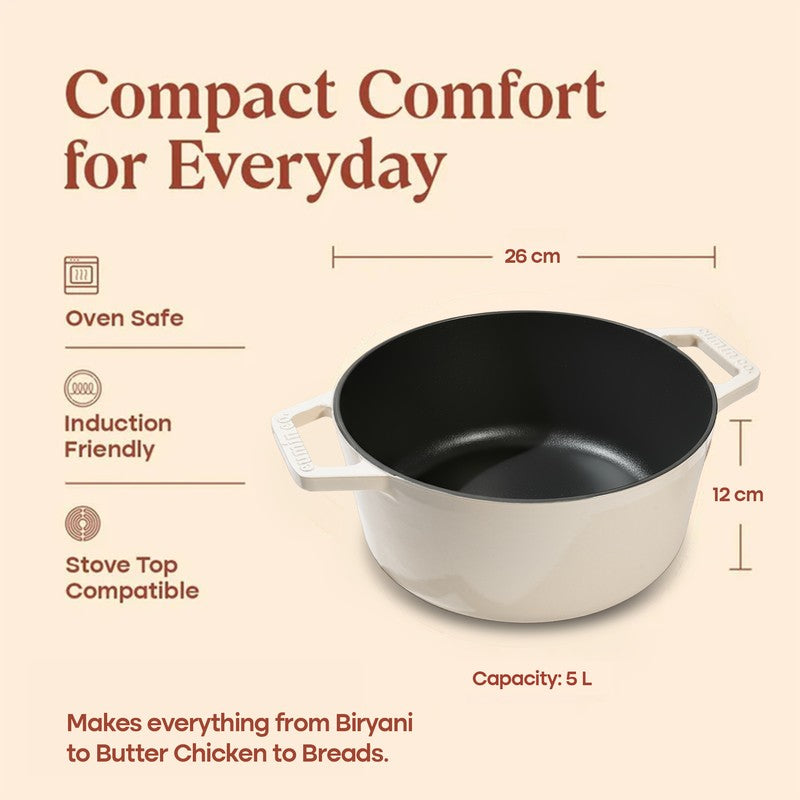 Cumin Co Enamel Cast Iron Cooking Pot (5000 mL) - White media 8