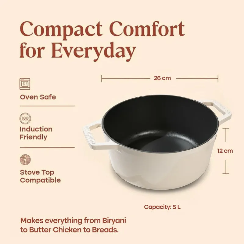 Cumin Co Enamel Cast Iron Cooking Pot (5000 mL) - White media 8