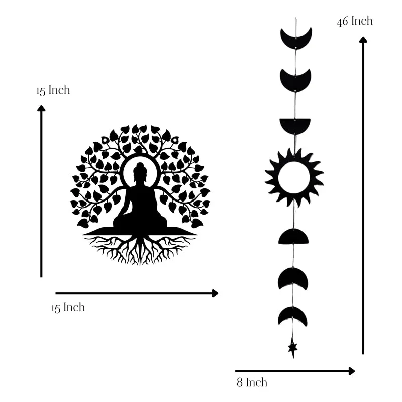 Bodhisatva with Phases of Moon Iron Wall Accent - Set Of Two media 5