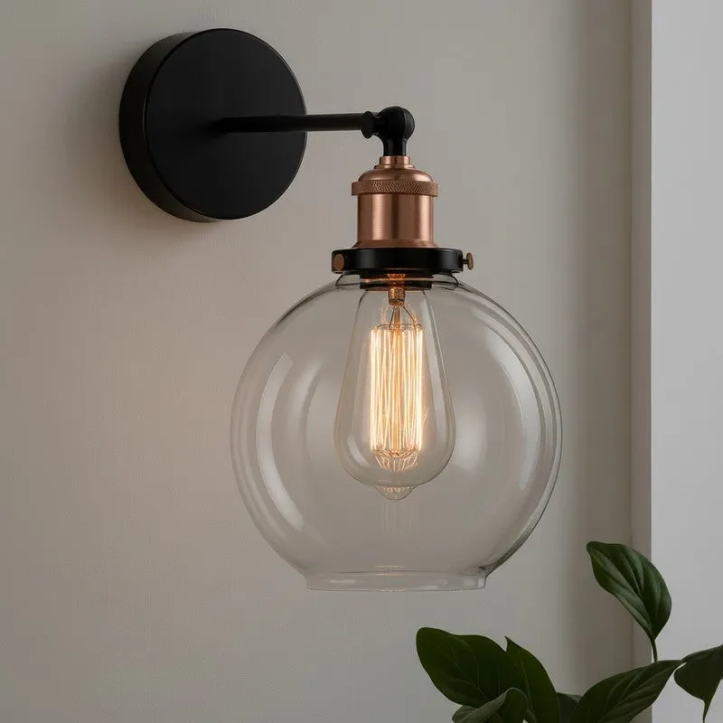 Globe Shine Glass & Metal Wall Lamp - Copper media 1