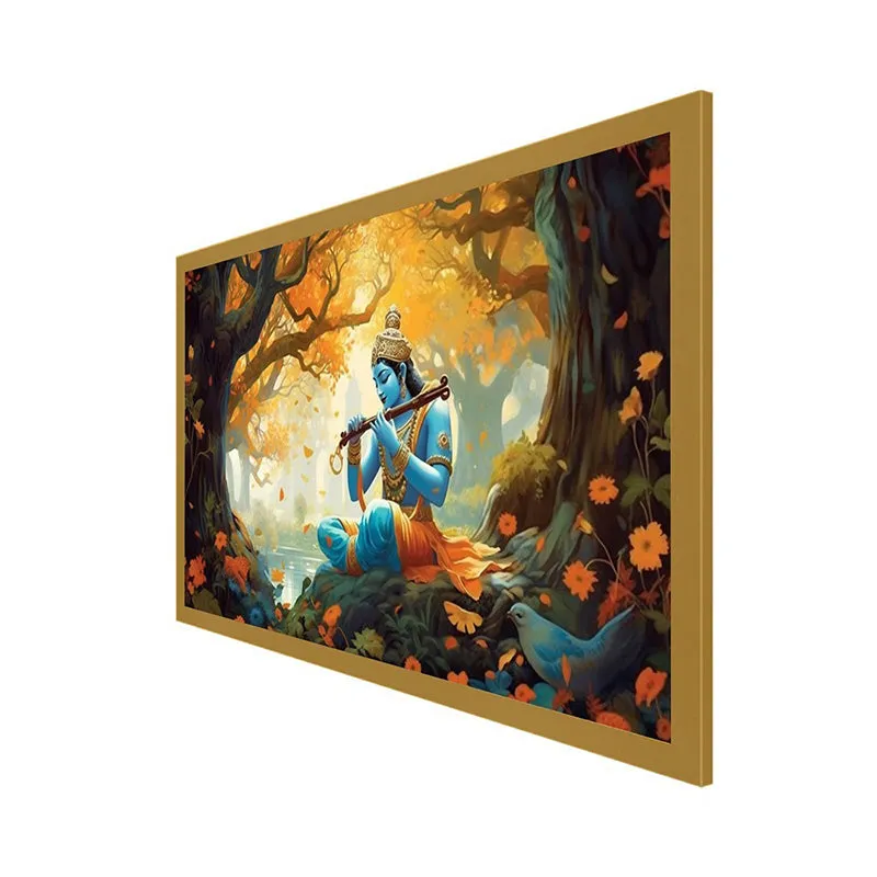 Krishna In Forest Canvas Wall Painting media 7