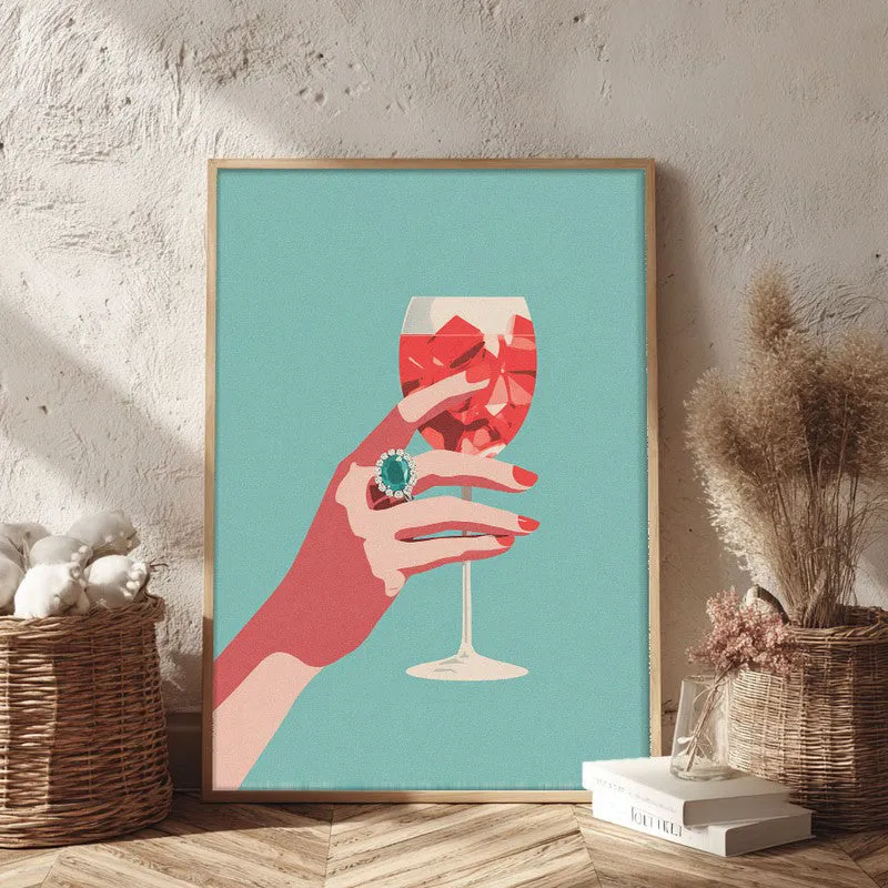 Emerald Ring Canvas Wall Painting - Brown Frame media 3