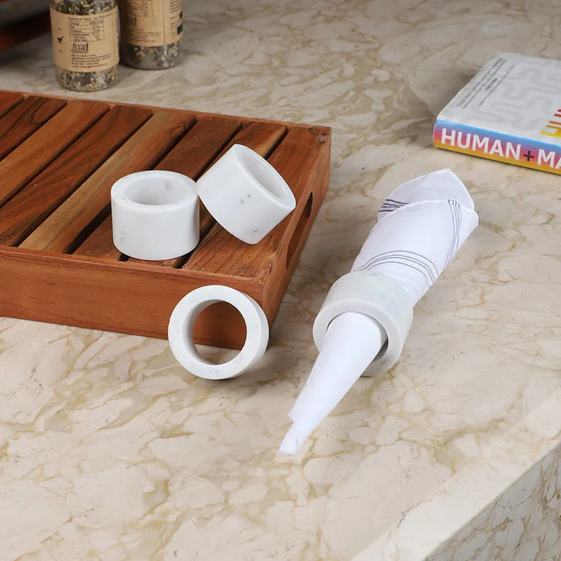 Rosetta Marble Napkin Ring - Set Of Four media 1
