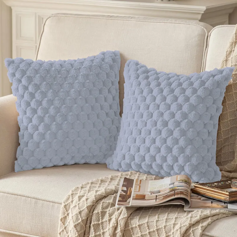 Geo Luxe Polyester Cushion Cover Set (Light Grey) - Set Of Two media 2