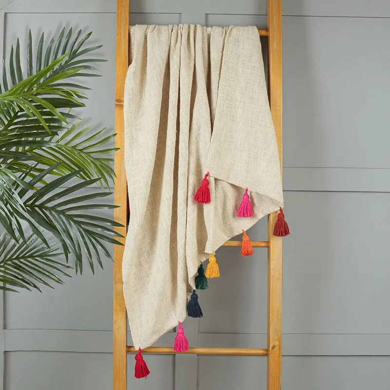 Tassura Tasselled Cotton Throw - Multicolor media 1