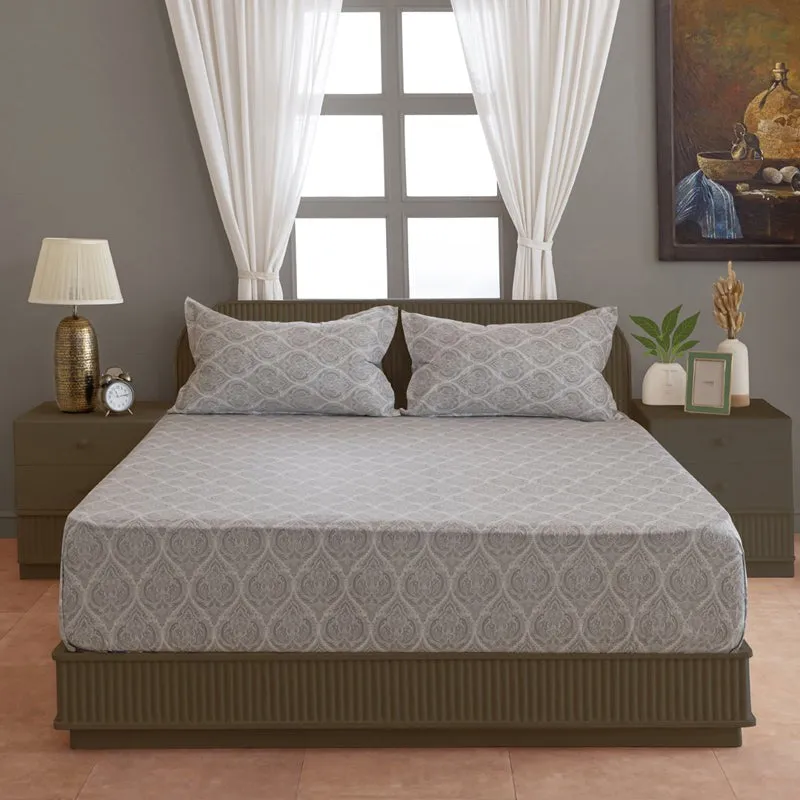 Swayam Vrita Cotton Bedsheet (Grey) - 200 TC media 1