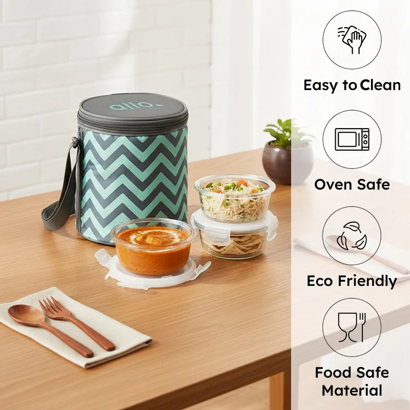 Yumrixa Leak Proof Glass Lunch Box (400 mL Each) - Set Of Three media 1