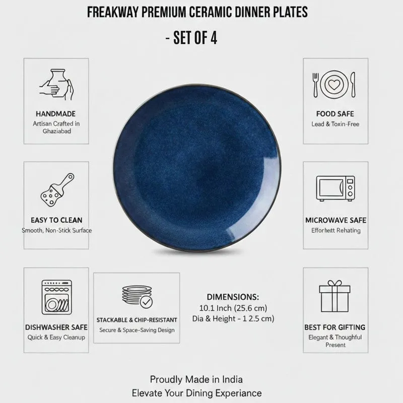 Ceramic Dinner Plates (Blue) - Set of Four media 5