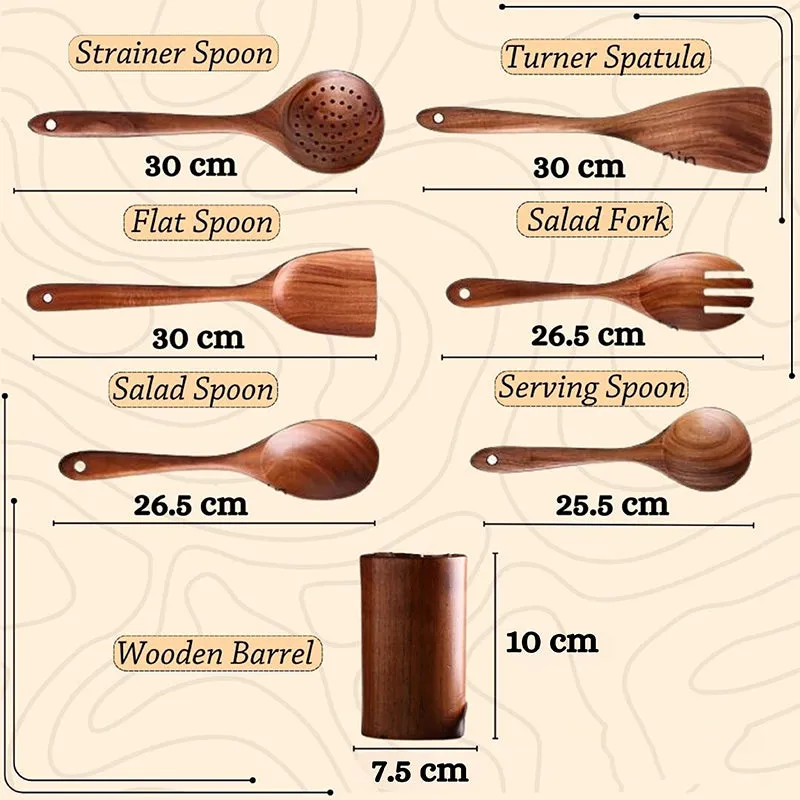 Veneera Sheesham Wood Serving Spoon - Six Piece Set media 7