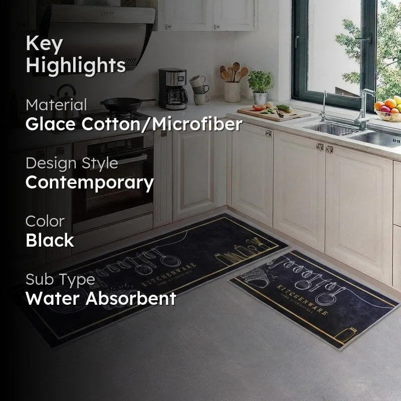 Chef Ease Glace Cotton/Microfiber Kitchen Mats - Set of Two media 2