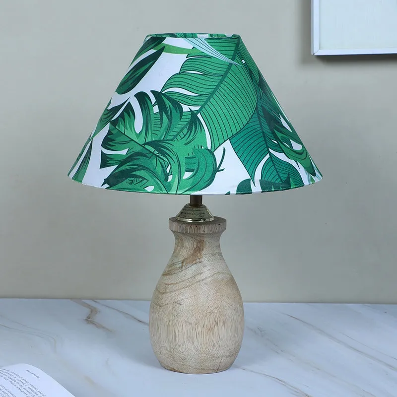Kaizen Curve Printed Mango Wood Table Lamp - Green,White,Brown media 3