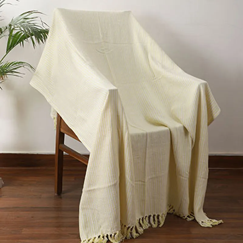 Delicate Drift Knitted Cotton Throw - Pale Yellow media 1