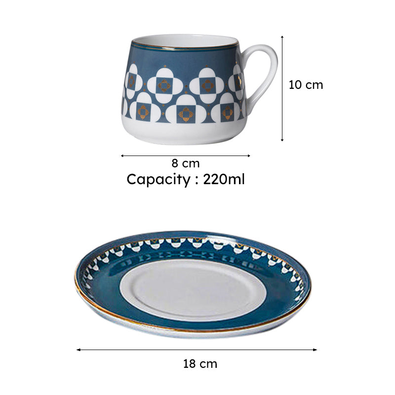 India Circus Rhapsody Bone Chine Cup And Saucer Set (220 mL Each) - Set of Four media 7