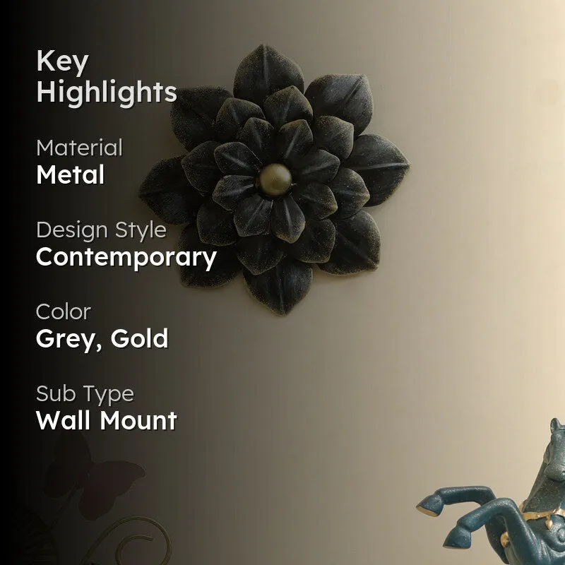 Antique Petal Charm Metal Wall Accent - Grey media 2