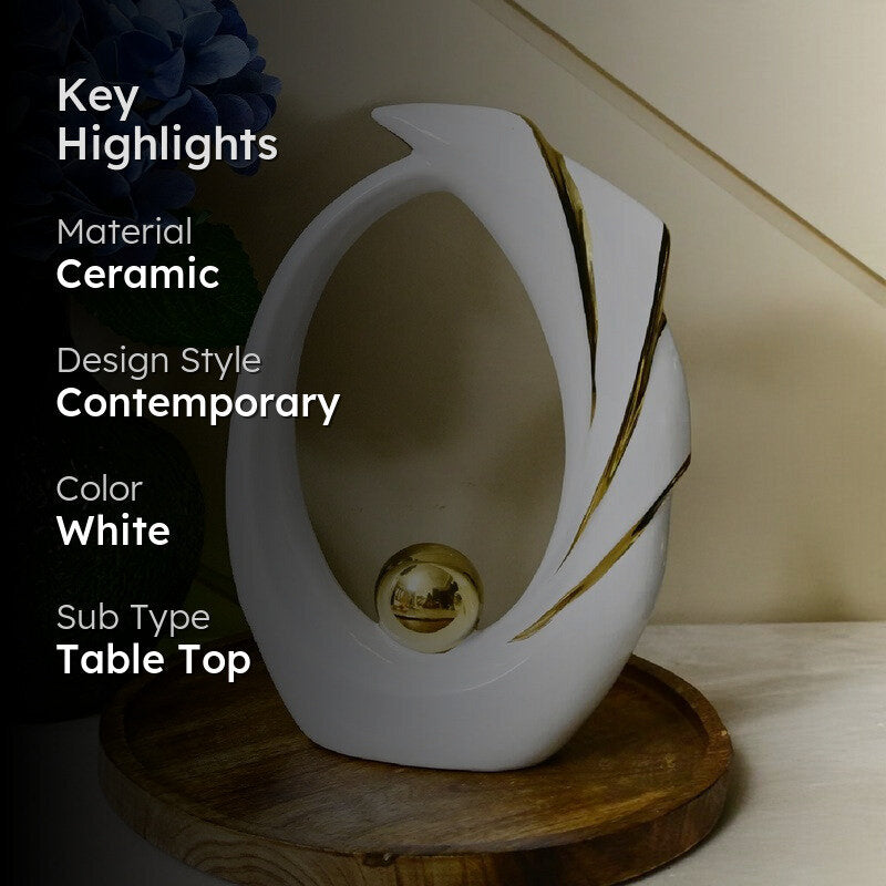 Orvix Luxe Curve Sculpted Showpiece - White media 2