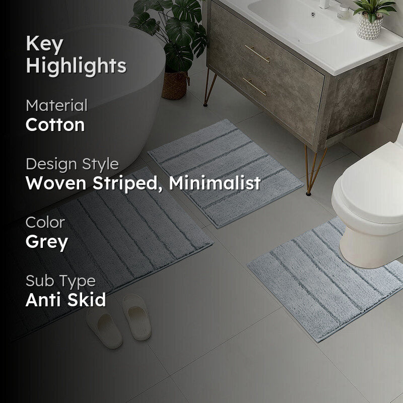 Saral Home Kapra Anti-Skid Bathmat (Rectangle) - Set Of Three media 2