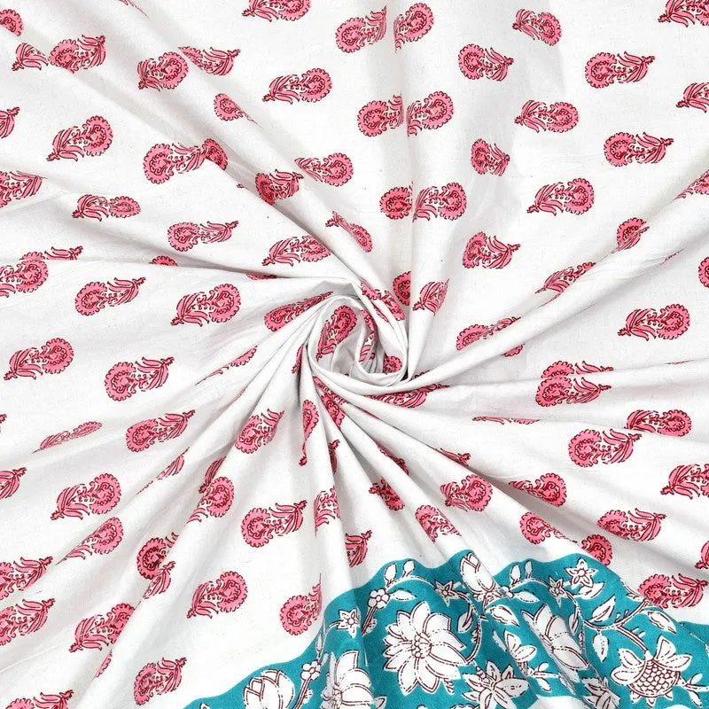 Gardena Cotton Bedsheet (White,Blue,Pink) - 240 TC media 5