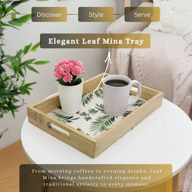 Leafest Enamelled Wood Serving Tray media 4