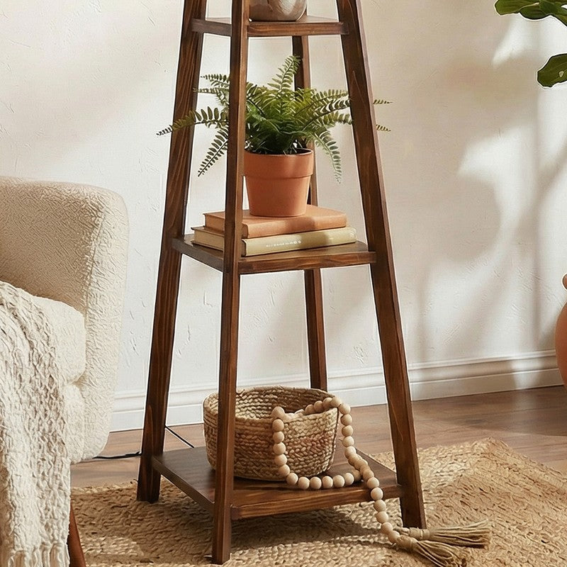 Akris Wooden Floor Lamp With Shelves media 5