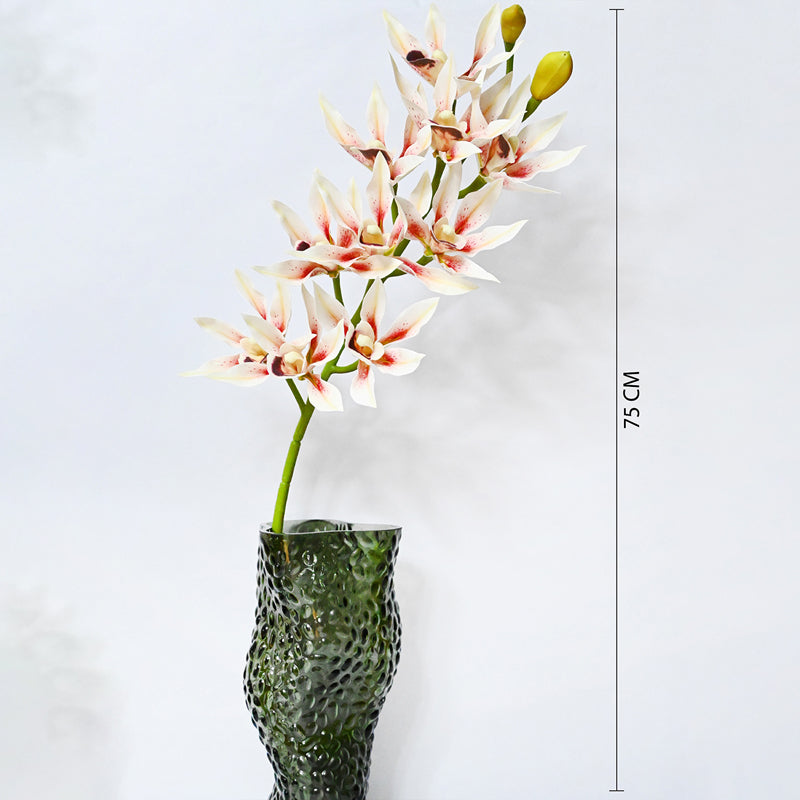 Artificial Orchid Polyester Flower Stick - White & Pink media 6