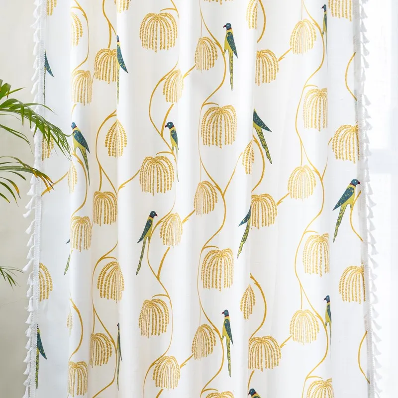 Tranquebar Home Floral Whisper Cotton Curtains(Yellow) - Set Of Two media 4