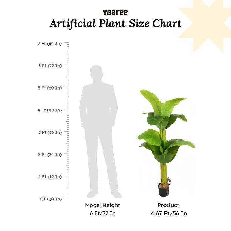 Verdiq Artificial Banana With Black Plastic Pot - 4.5 Feet media 8