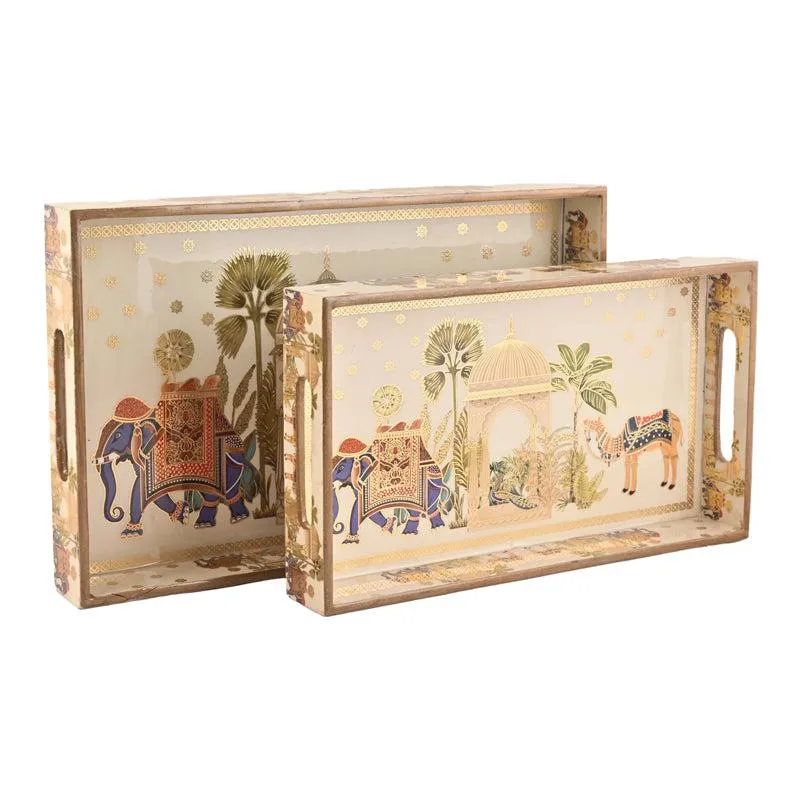 Rajvaha Wood Serving Tray (Large & Medium) - Set Of Two media 4