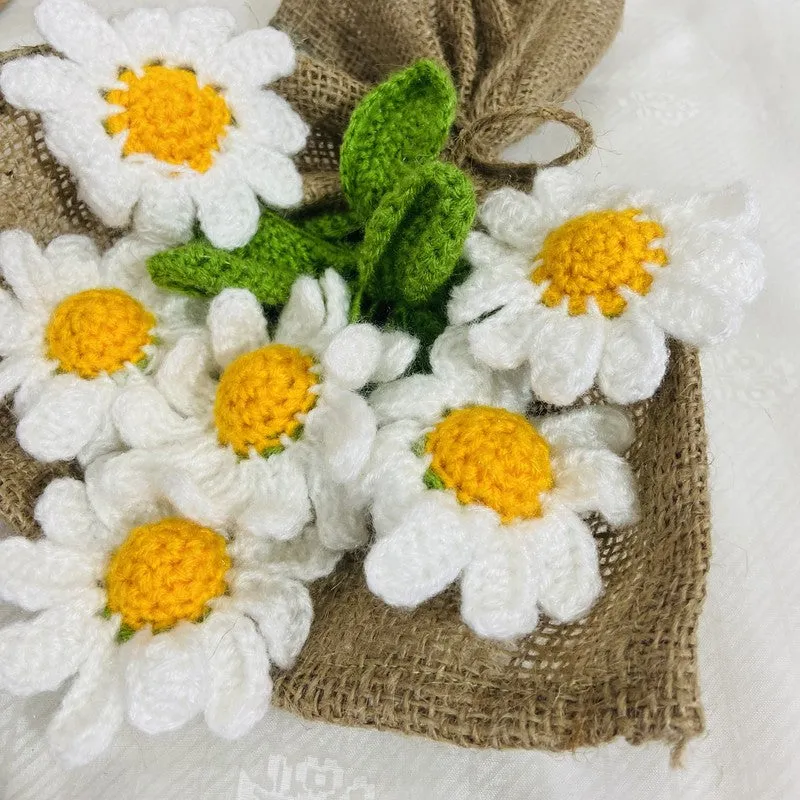 Crochet Handmade Sunflower Bouquet (White,Yellow) - Set Of Six media 8