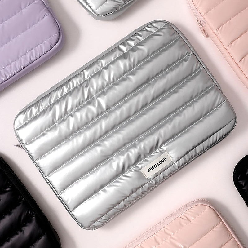 Midnight Silver Quilted Laptop Sleeve media 4