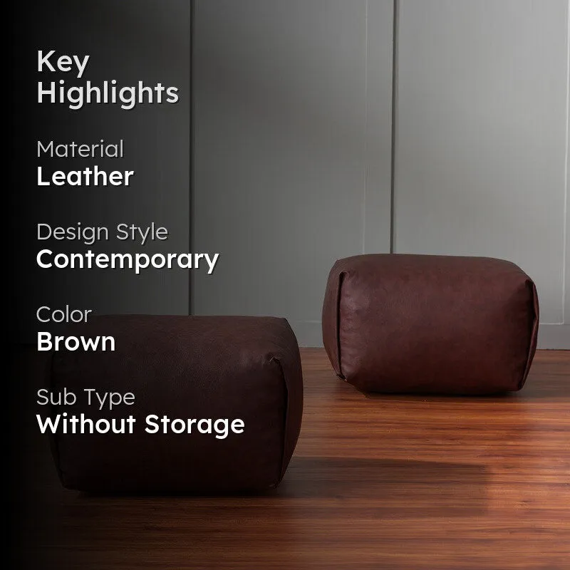 Clean Aesthetic Pouffe (Brown) - Set Of Two media 2