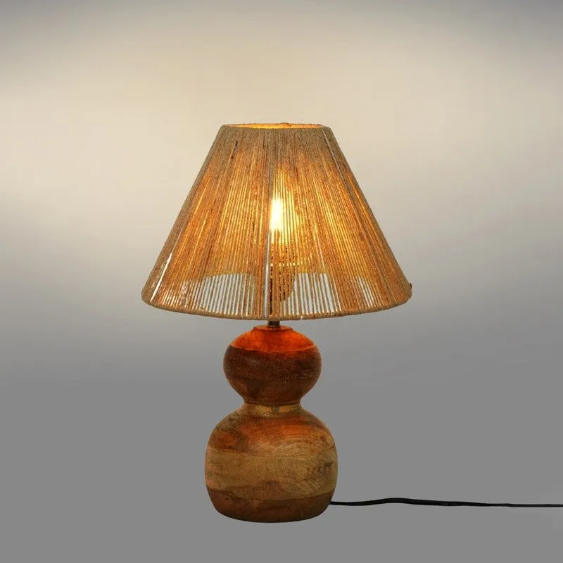 Hushbeam Cotton Table Lamp With Wooden Base - Beige media 4