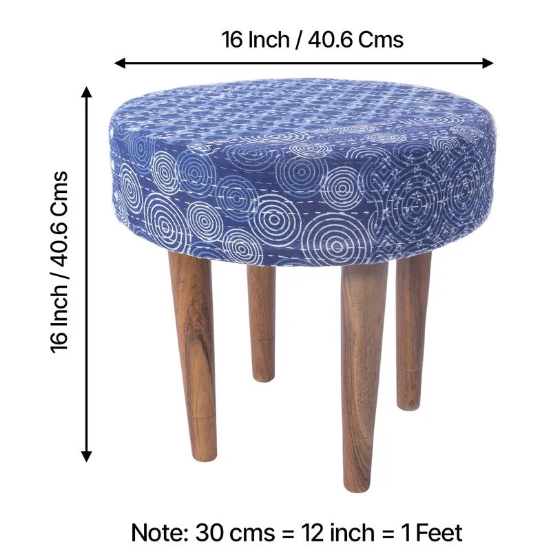 Ovaro Sheesham Wooden Stools (Blue) - Set Of Two media 10