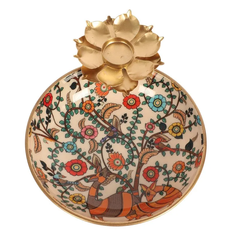 Floral Decorative Iron Urli - 5