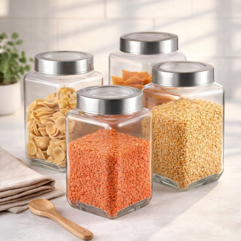 PureStore Glass Jar (1000 mL Each ) - Set Of Four
