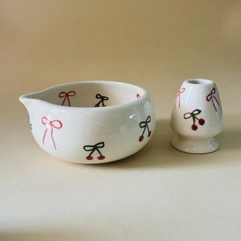 Hoshi Ceramic Matcha Bowl & Whisk Holder Set - 550 mL media 5