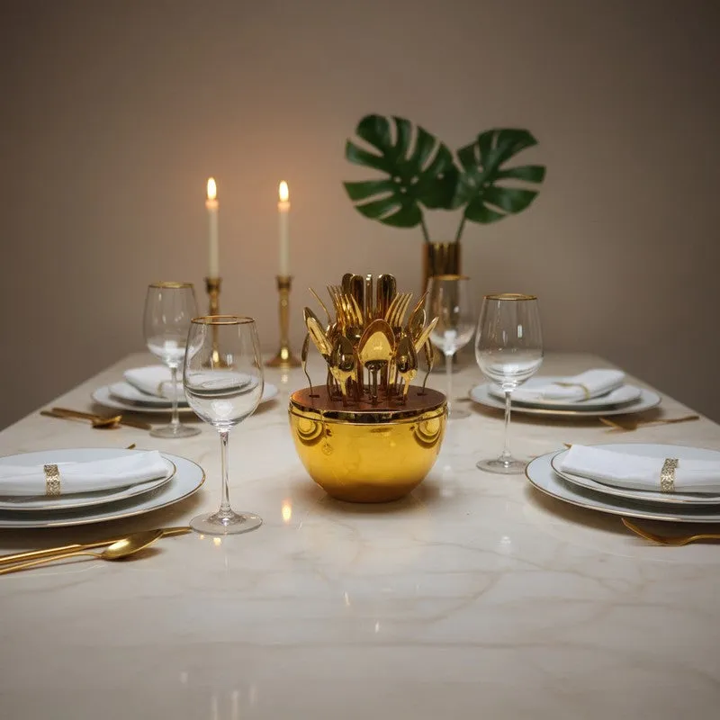 Luxe Golden Cutlery Stand - Twenty Five Piece Set media 4