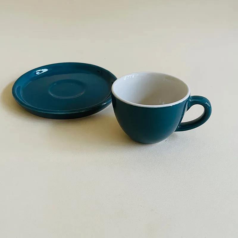 Blush & Brew Ceramic Cup & Saucer (Deep Green/100 mL) - Two Piece Set media 3