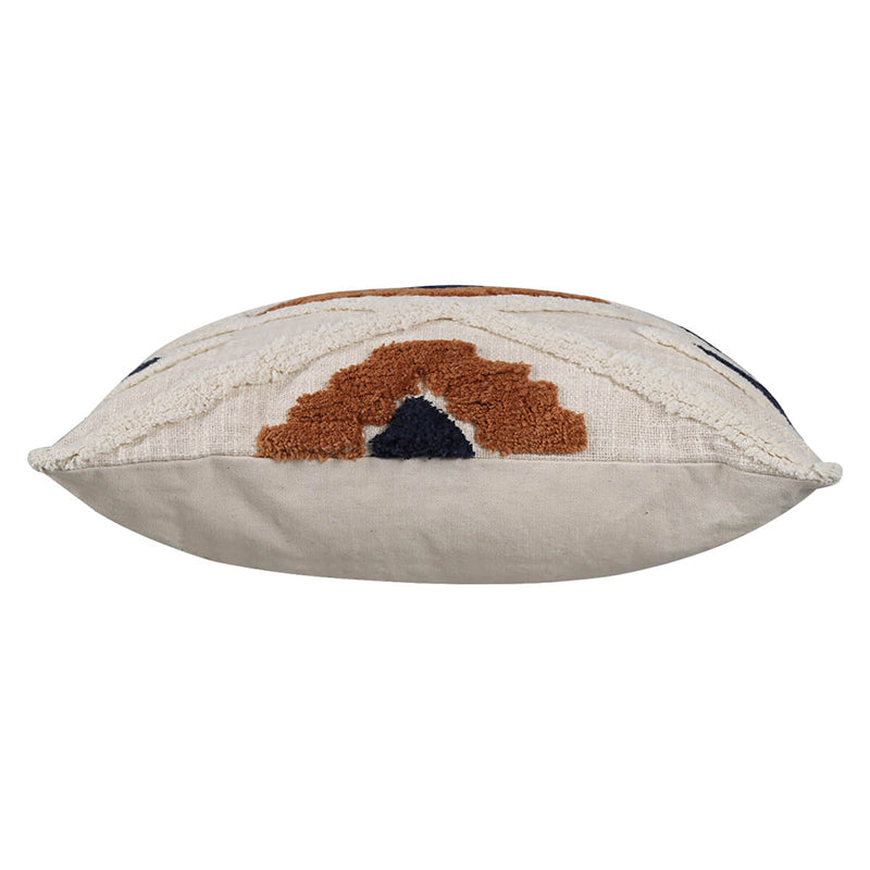 India Circus Terra Spades Tufted Square Cotton Cushion Cover (White,Brown) - Set Of Two image 6